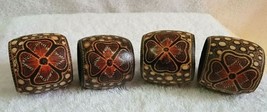 Set of Four Hand Painted Wood Napkin Rings - £10.31 GBP