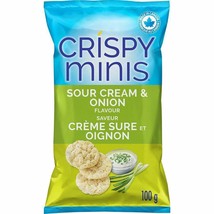 3 Bags Quaker Crispy Minis Sour Cream &amp; Onion Rice Chips 100g Each-Free ... - £21.18 GBP