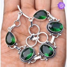 Chrome Diopside Gemstone Chain Bracelet 925 Silver Bracelet Handmade Jewelry 7&quot; - £10.32 GBP