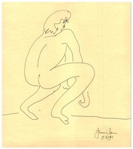 Bolígrafo Dibujo en Papel Desnudo Mujer Estudio por Known Artista - £58.85 GBP