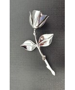 Rose Brooch 3&quot; Pin Pinback Lapel Metal Silver-Toned Beauty and The Beast... - £7.52 GBP