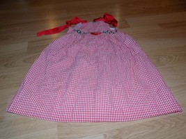 Size 4T Specialty Kids Red &amp; White Gingham Checked Plaid Cherry Dress Su... - £12.51 GBP