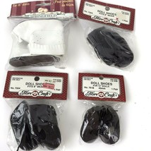 4 Pair Vintage Doll shoes FIBRE CRAFT Springfield Boots White Black Bears Craft - £11.72 GBP