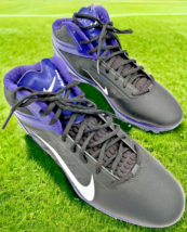 nike zoom alpha taron elite 3/4 TD Black-Purple Men&#39;s sz 15 cleat NEW 53... - $9.55