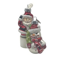 Vintage Celebrations Glass Ornaments Santa and Snowman 3 inch - £8.28 GBP