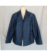 Coldwater Creek jacket open front Petite 2  navy  damask lined dressy EUC - $19.55