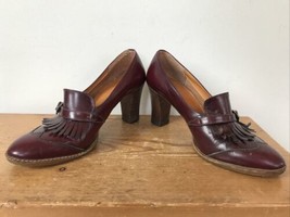 Vtg Etienne Aigner Italy Maroon Wine Leather Moccasin Buckle Loafer Heels 5.5M - £39.95 GBP
