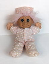 Vintage Russ Berrie Tootsie Troll Plush Stuffed Doll Pink Jammies and Ha... - $19.79