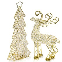 19&quot; Gold Faux Crystal Bling Reindeer - £71.04 GBP