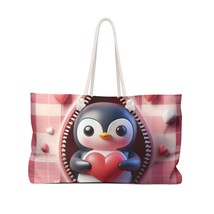 Personalised/Non-Personalised Weekender Bag, Cute Penguin, Valentines Day, Large - £39.08 GBP