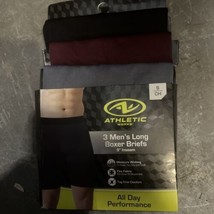 Athletic Works Pack Of 3 Men&#39;s Long Boxer Briefs 9&quot; Inseam Size S - £10.35 GBP