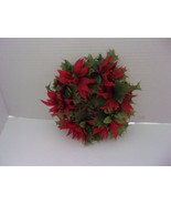 Vintage 1960s Plastic Candle Ring Christmas Poinsettias C.S.P. Hong Kong 8&quot; - $8.98