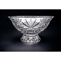 Vintage Cut Crystal Glass Pedestal Bowl Decorative Centerpiece 9 Inch Diameter f - £57.99 GBP