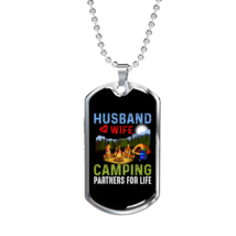 To My Husband Husband Wife Camping Necklace Stainless Steel or 18k Gold Dog Tag - £37.81 GBP+
