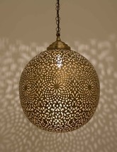 Moroccan Chandelier Pendant Light Brass Rose Desert Antique Lamp Hanging Vintage - £209.22 GBP