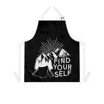 Personalized Grilling Apron with Outdoorsy Tent Mountain Illustration, U... - £22.16 GBP