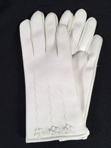 NOS Vintage Kids Floral Dress Gloves White Novahide Vinyl, lined Washabl... - $158.38 MXN