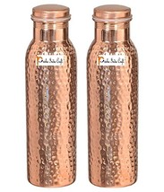 Prisha India Craft Copper Bottle, Hammered Style Design, Capacity 1000 ML (33-oz - £34.74 GBP