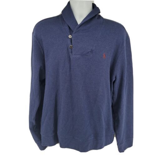 Primary image for Polo Ralph Lauren Men's Sweater Size L Navy Blue Cotton Button Cowl Neck