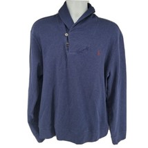 Polo Ralph Lauren Men&#39;s Sweater Size L Navy Blue Cotton Button Cowl Neck - £17.76 GBP