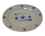 Rowe Pottery Works Blue Salt Glazed Star Platter 14” Stars Rustic Patrio... - $84.15