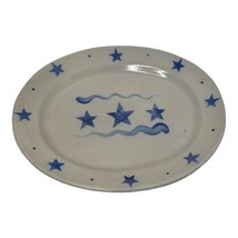 Rowe Pottery Works Blue Salt Glazed Star Platter 14” Stars Rustic Patriotic VTG - £66.02 GBP