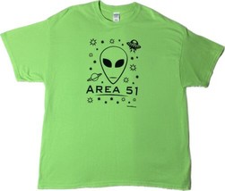 Area 51 Alien Stars Saturn Planet UFO Flames  Green T Shirt 2XL - £14.87 GBP