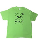 Area 51 Alien Stars Saturn Planet UFO Flames  Green T Shirt 2XL - $18.61