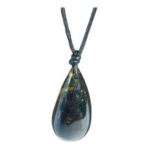 Teardrop Large Pendant Dark Amber Cord Necklace 15 Inches Long 18 Grams Vintage - £36.76 GBP