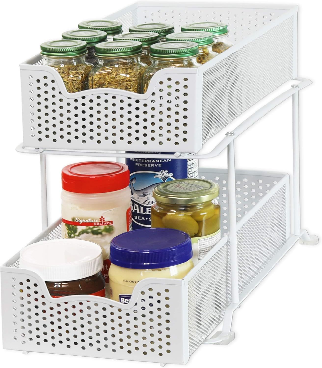 Simple Houseware 2 Tier Sliding Cabinet Basket Organizer Drawer, White - $38.92