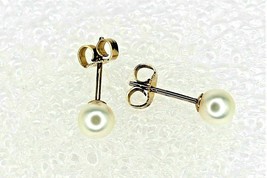 Freshwater 8 mm pearl earrings Real Solid 14 k Gold 2.3 g - £254.59 GBP