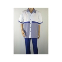 Men MONTIQUE 2pc Walking Leisure Suit Matching Set Short Sleeves 2212 Purple image 1