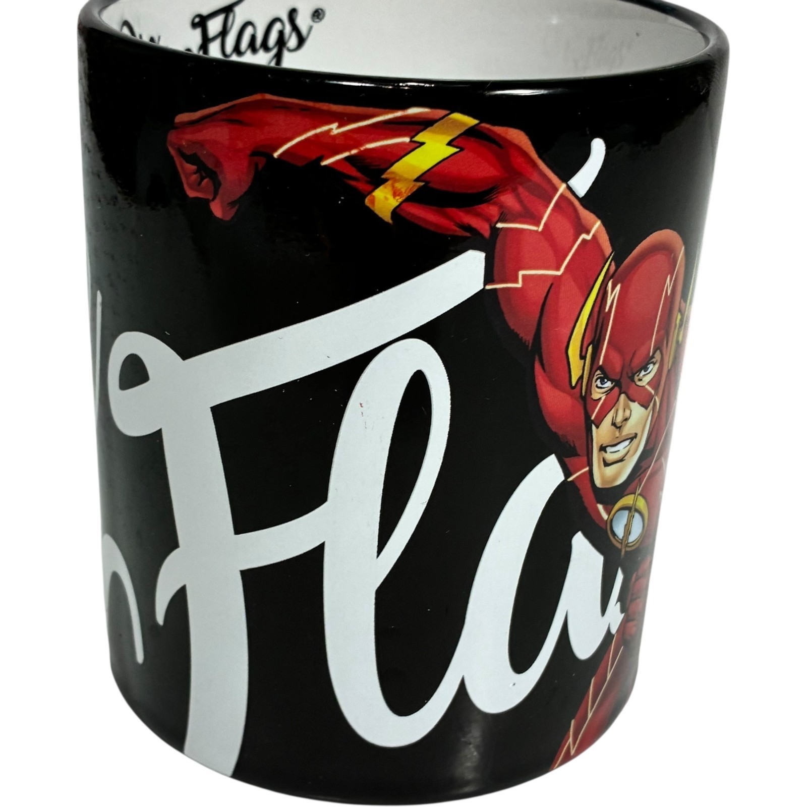 rare The Flash Dc Comics six flags large black coffee mug Item image 2