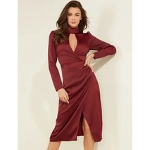 Guess Womens XS Engine Red Maddie Keyhole Long Sleeve Side Slit Dress NWT AX59 - £49.02 GBP