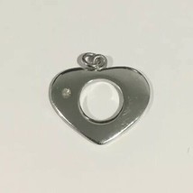 14k White Gold Heart Shape Charm With Diamond - £143.36 GBP