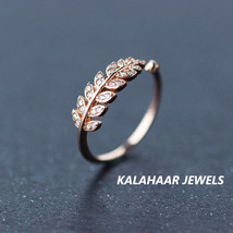 Leaf Ring. Olive Leaves Ring. Adjustable Ring. Crystal CZ leaf ring. 14K Gold Le - £66.74 GBP