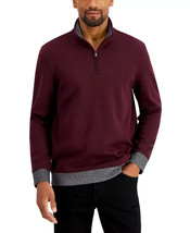 Alfani Men&#39;s Regular-Fit Solid 1/4-Zip Sweatshirt in Port-Size Small - £17.17 GBP