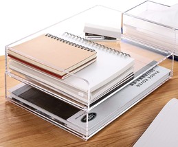 Paper Organizer Tray, Clear Acrylic Desk Organizers And Accessories, Letter Size - £37.50 GBP