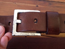 Kenneth Cole Thick Genuine Italian Brown Leather Unisex Belt M 32 Italy - $34.21 CAD