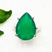 925 Argent Sterling Vert Naturel Onyx Bague Handmade Bijoux Pierre de Naissance - £26.19 GBP+