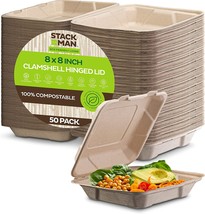 Heavy-Duty To-Go Containers, Natural Disposable Bagasse, Eco-Friendly, Pack]. - £25.53 GBP