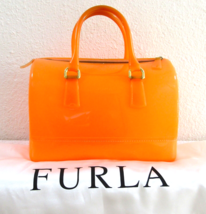 Furla Candy Jelly Bag Pillow Purse Satchel Handbag Orange with Dust Bag - $117.81