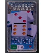 Double Six Color Dot Dominoes, in Metal Tin By Cardinal, Mint, Sealed - £20.19 GBP