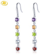 Jewelry Natural Colorful Gemstone Drop Earring S925 2.75 Carats Geniune Crystal  - £40.73 GBP