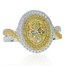 GIA Certified 1.66Ct Oval Very Light Yellow Diamond Engagement Ring 18k Gold - £3,085.52 GBP