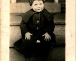 RPPC Adorable Child Named Subject Mary Squires Sitting on Steps Postcard C4 - $3.91