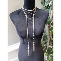 Women&#39;s Multi Layer Tassel Lariat Necklace Gold Tone Beads Lobster Clasp... - $26.73