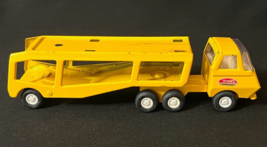 Vintage Tonka Mini Car Carrier Transporter Yellow Pressed Steel - £23.62 GBP