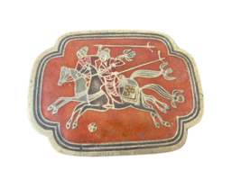 Vintage Samauri Japanese Warrior Asian Horse Trinket Box Brass Red Oriental - £15.18 GBP