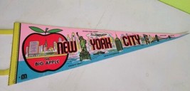 Vintage New York City The Big Apple pennant World Trade Empire State Liberty Vtg - $42.37